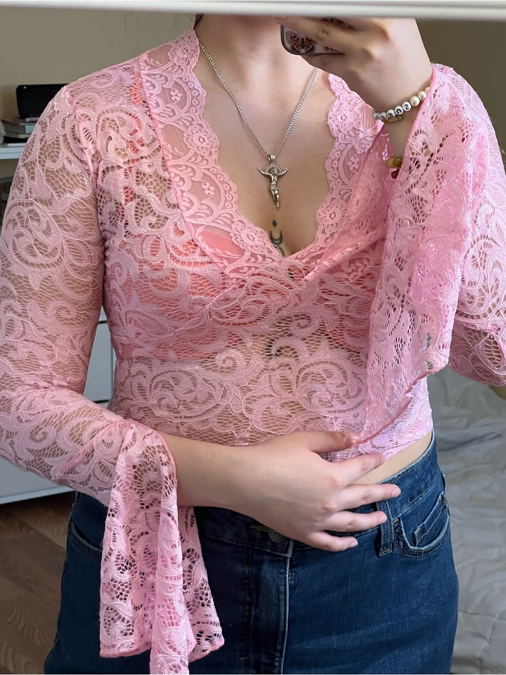 Coquette Lacey Pink Top